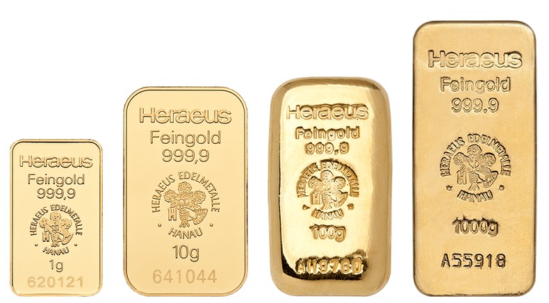 1g Gold - 10g Gold - 100g Gold - 1kg Gold